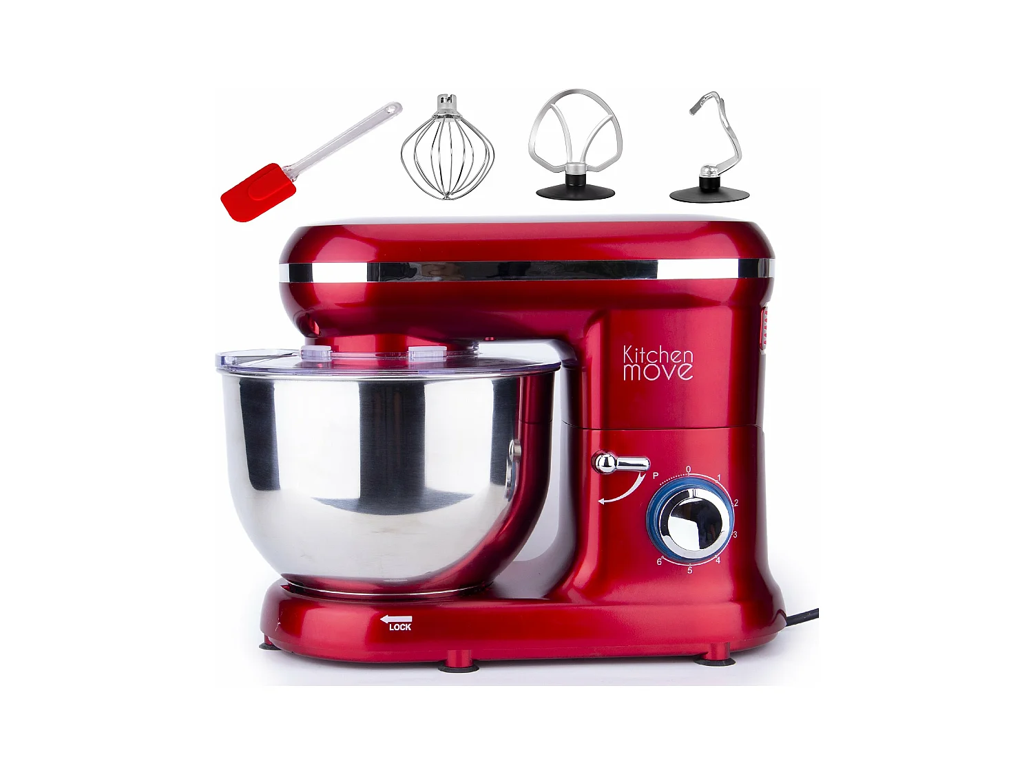 Robot patissier multifonction DALLAS Rouge Acier 1500W