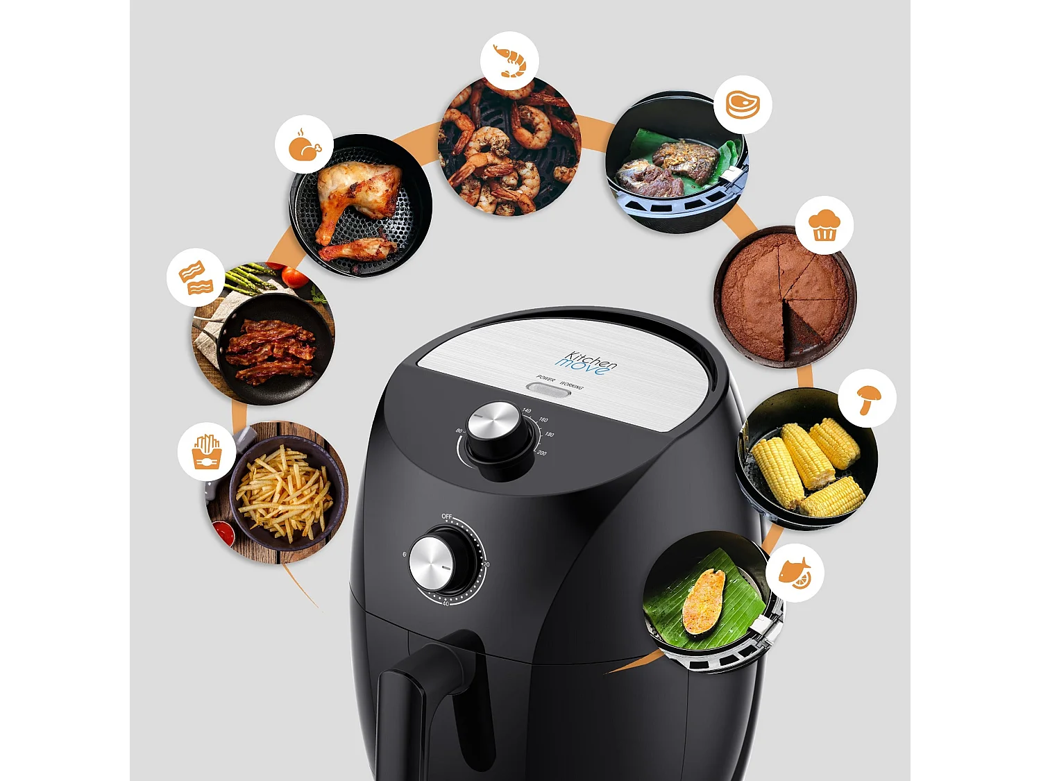 Friteuse électrique sans Huile friteuse à air Chaud 3.5L TORNADO 1400W Cuisson rapide en une Touche avec timer avec conseil de cuisson