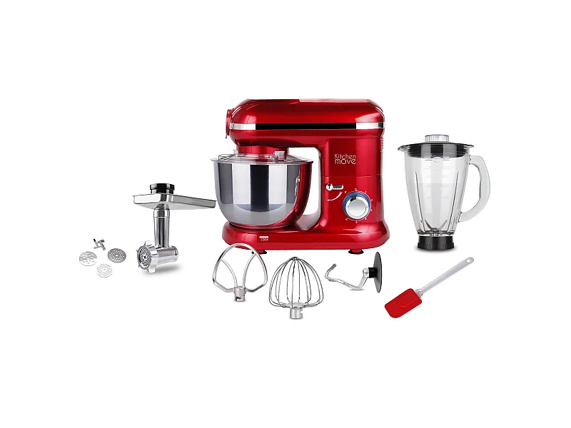 Robot patissier hachoir blender DALLAS PRO Rouge Acier 5.5L