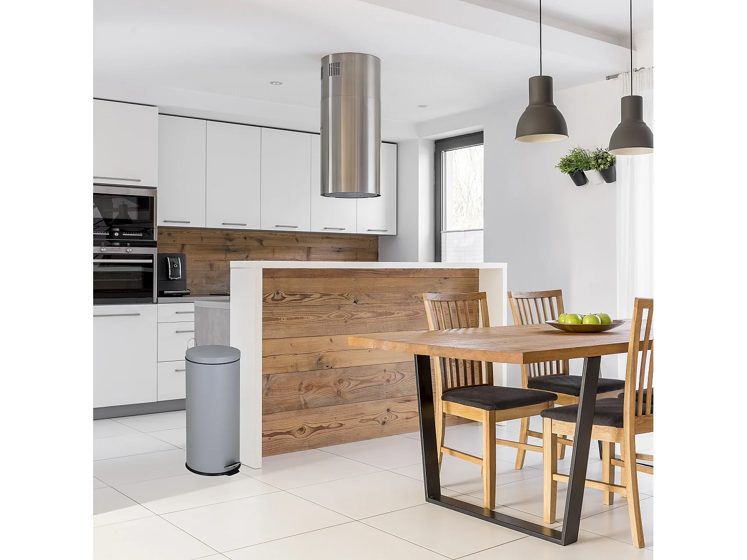 Poubelle de cuisine à pédale URBAN Gris Acier inoxydable 30L