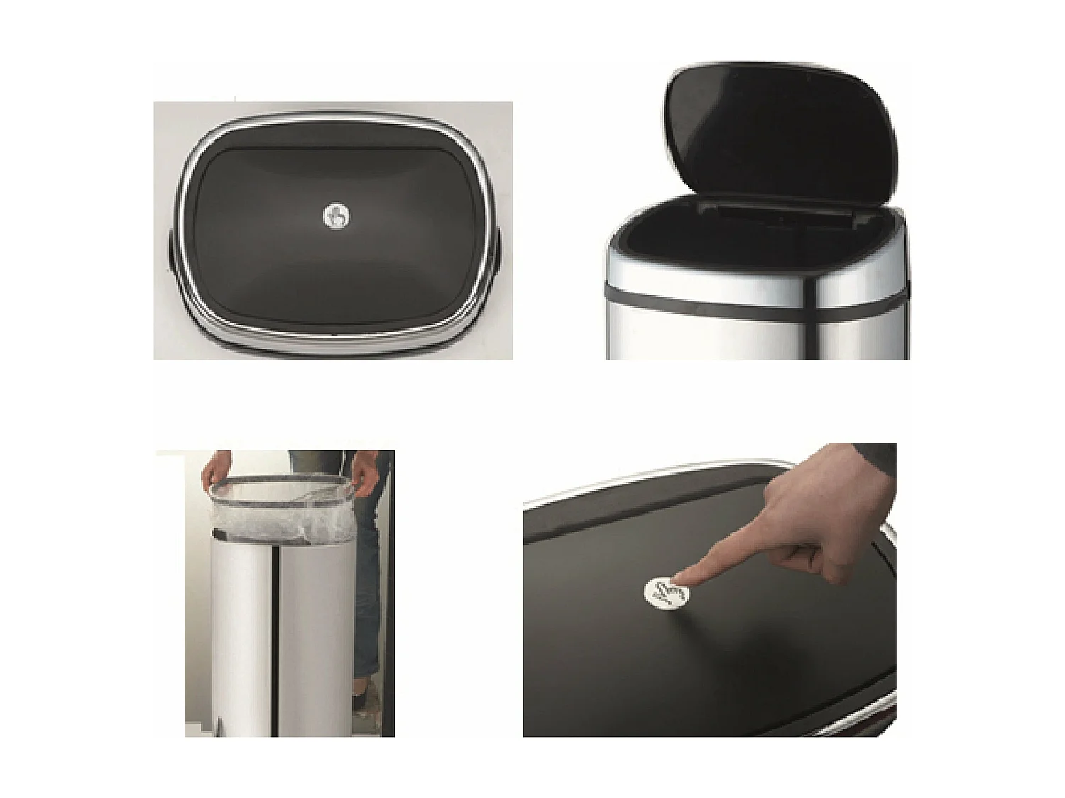 Poubelle de cuisine push CITY Argent Acier inoxydable 48 L