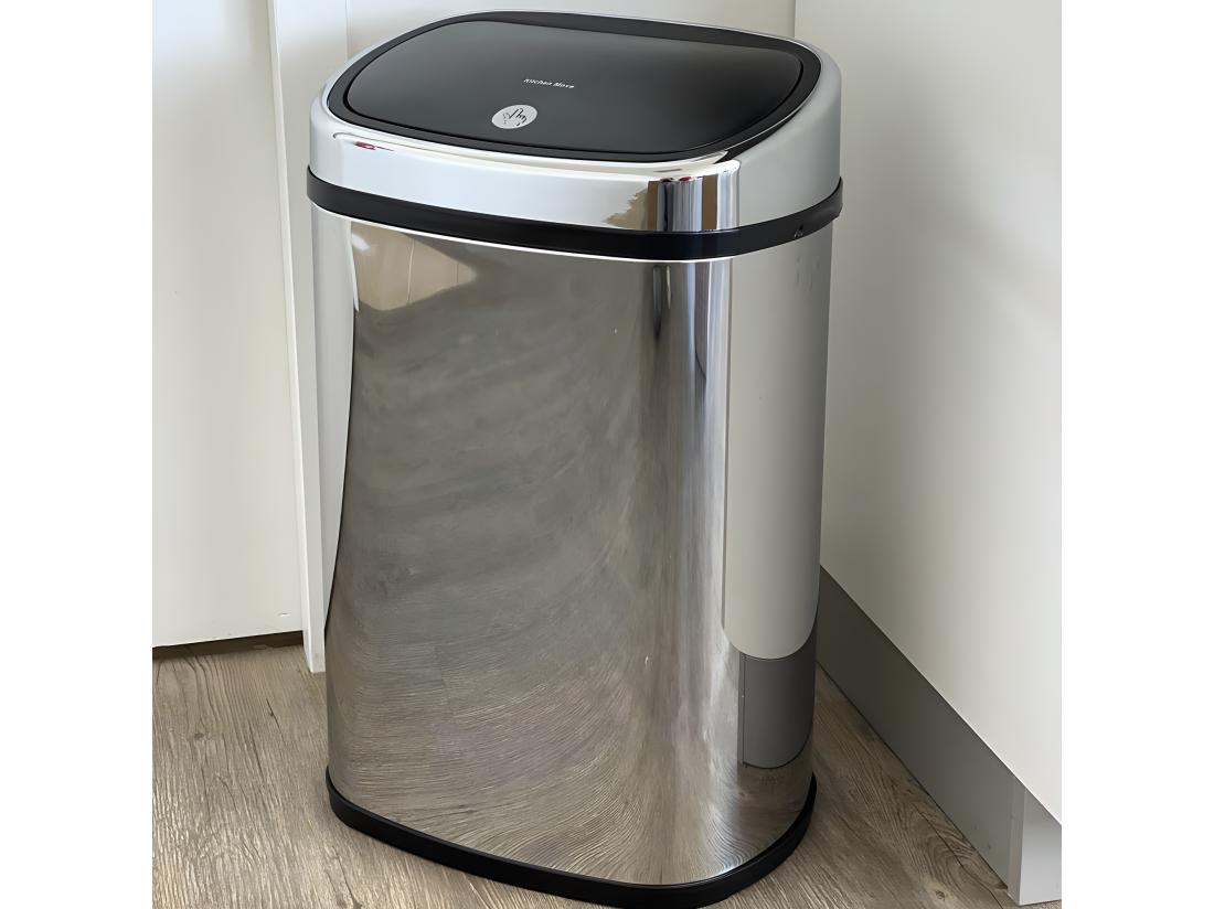 vente unique Poubelle de cuisine push CITY Argent Acier inoxydable 48 L