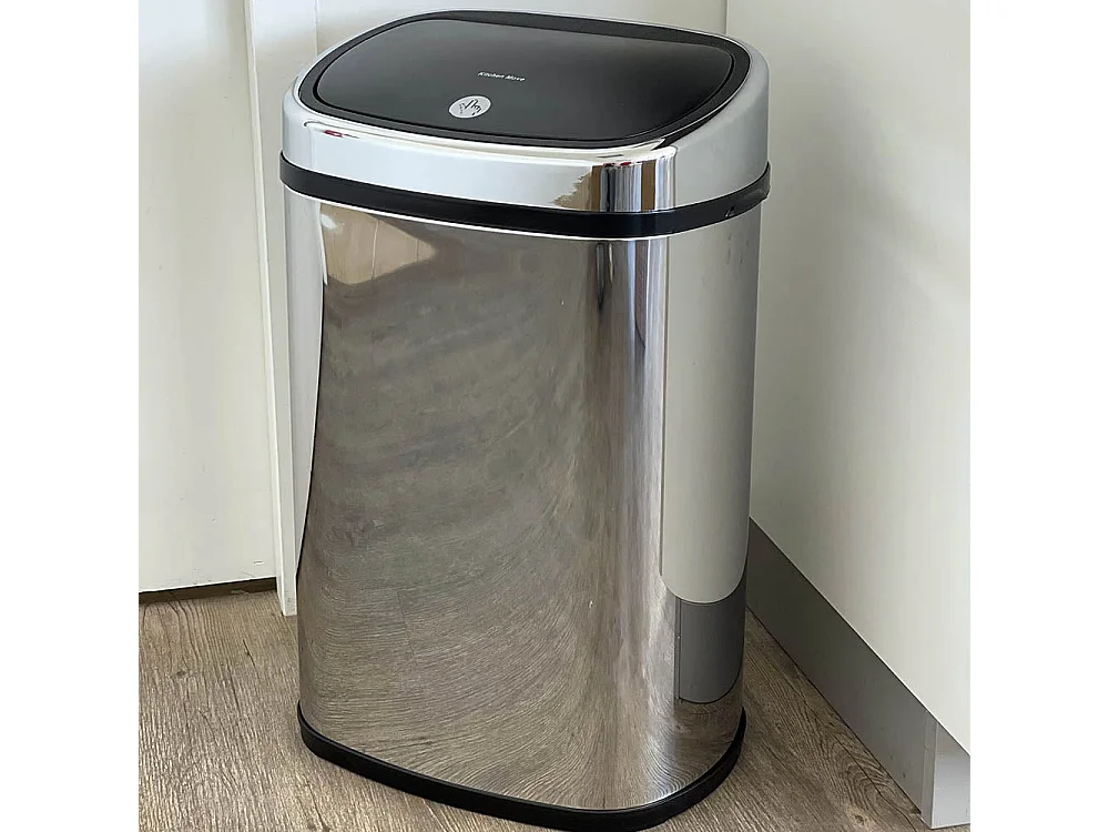 Poubelle push inox CITY argent 48L