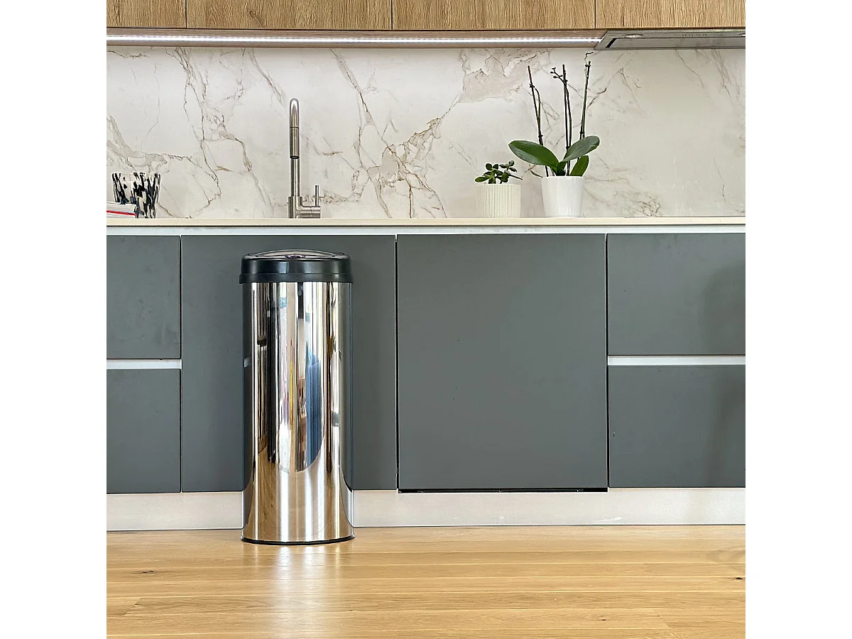 Poubelle automatique inox ARTIC SILVERY argent 50L