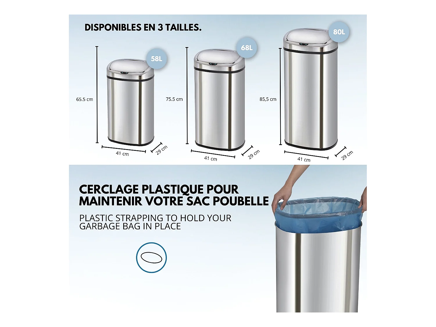 Poubelle de cuisine automatique MAJESTIC Argent Acier inoxydable 58 L