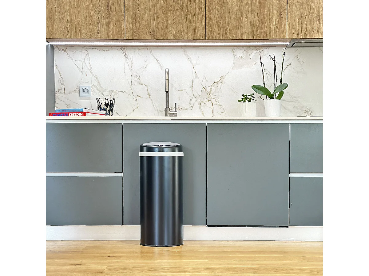 Poubelle automatique inox SOHO noir 42L