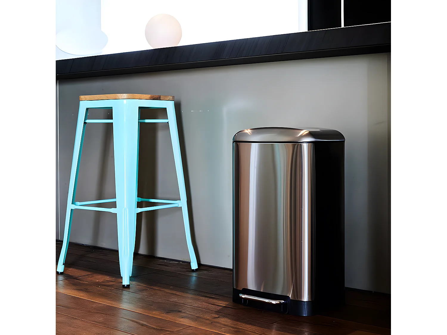 Poubelle de cuisine à pédale GREENWICH Argent Acier inoxydable 30 L