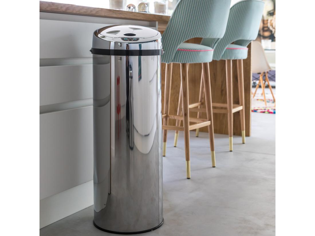 vente unique Poubelle automatique ARTIC Argent Acier inoxydable 42 L