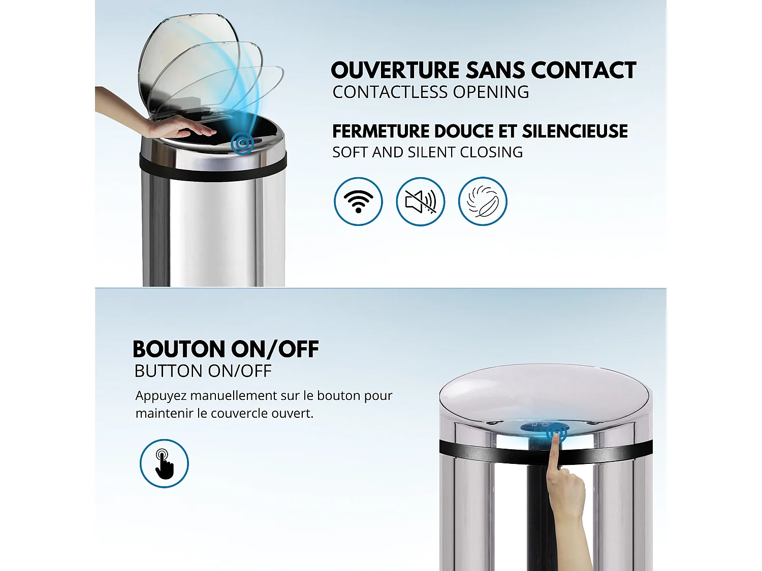 Poubelle de cuisine automatique ARTIC Argent Acier inoxydable 42L