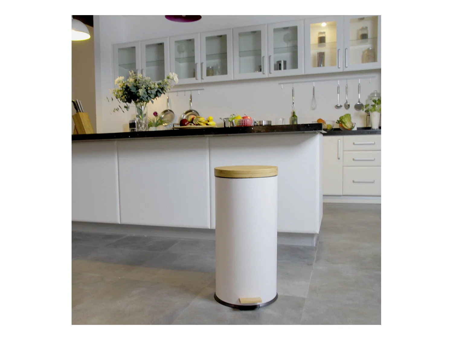 Poubelle de cuisine à pédale FOREST Blanc Acier inoxydable 30 L