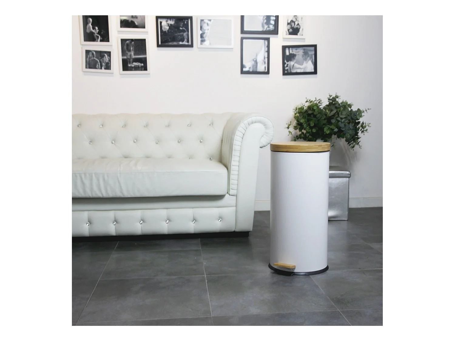 Poubelle de cuisine à pédale FOREST Blanc Acier inoxydable 30 L