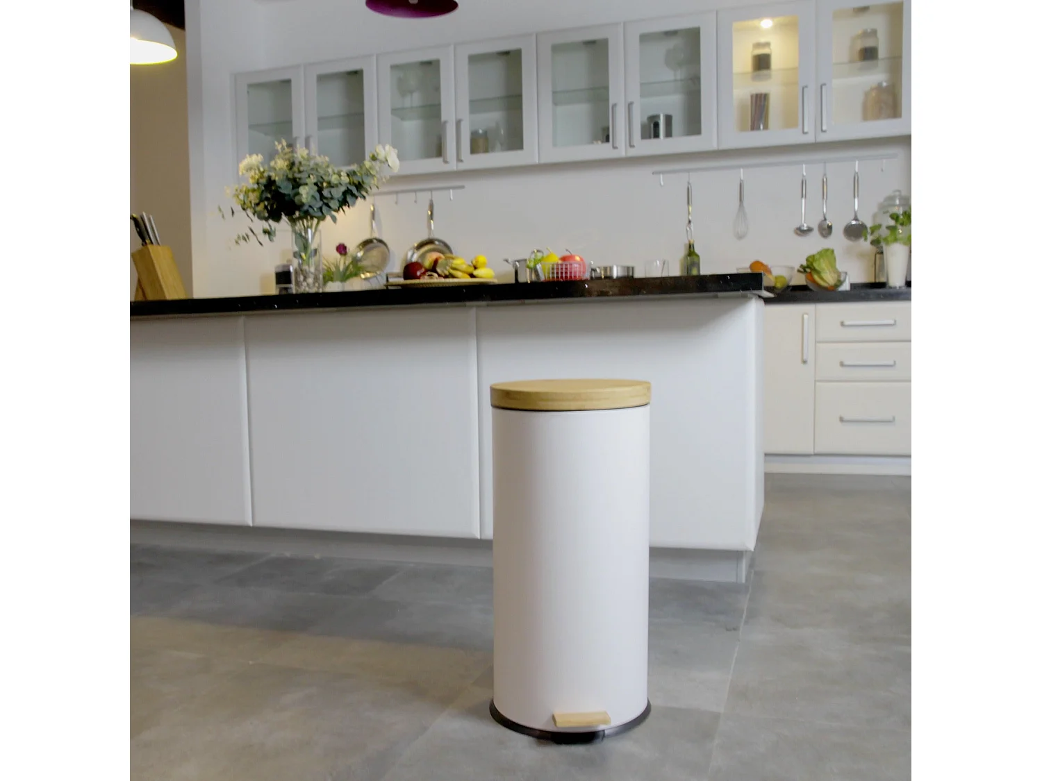 Poubelle à pédale inox FOREST blanc 30L