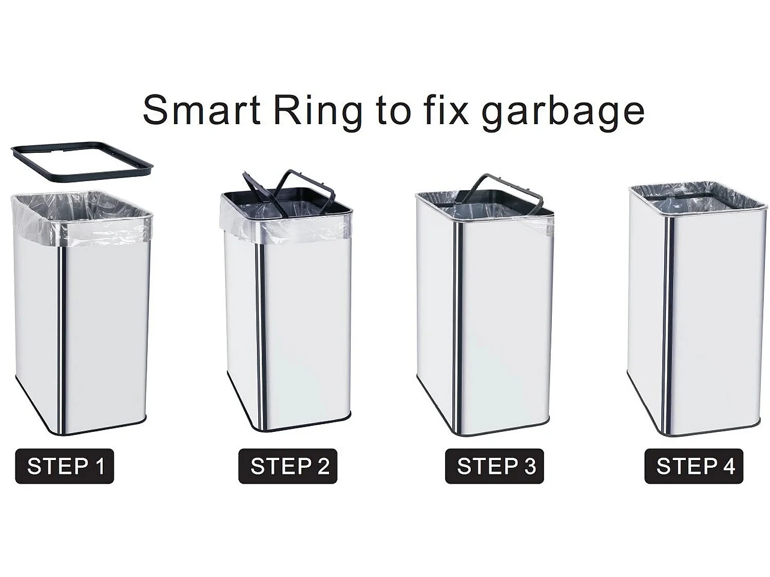 Automatyczny Kosz na Śmieci Inox SILVERLAKE srebrny 60L