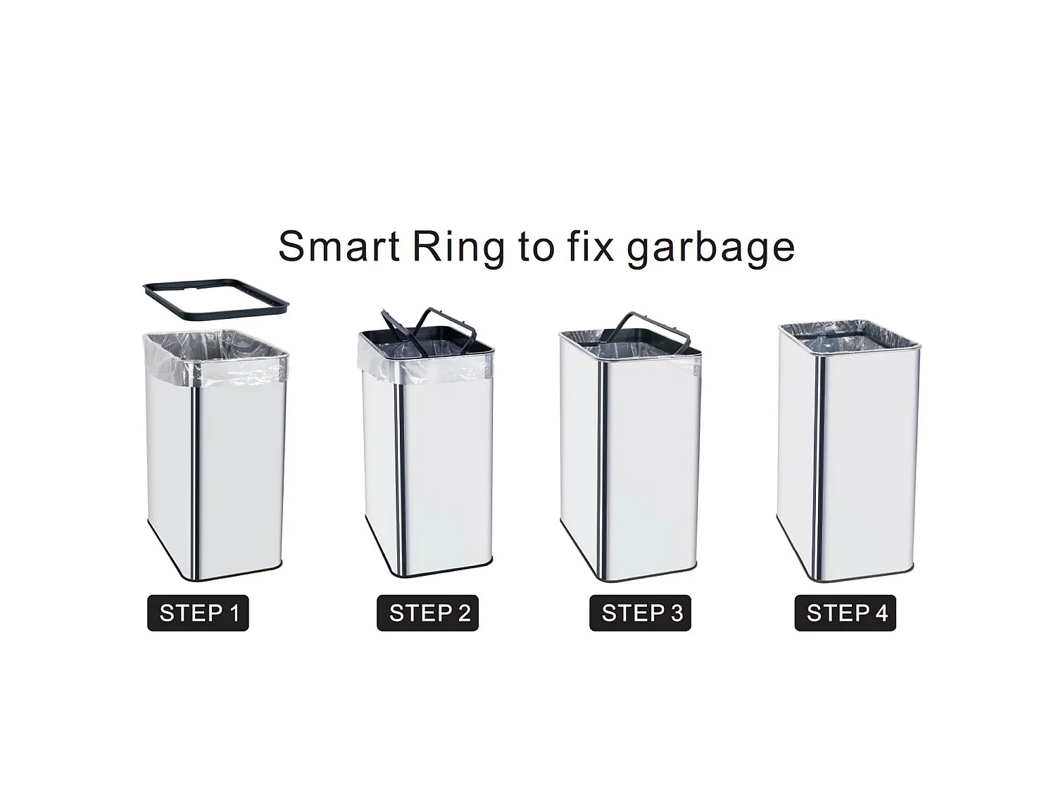 Poubelle automatique inox SILVERLAKE argent 60L