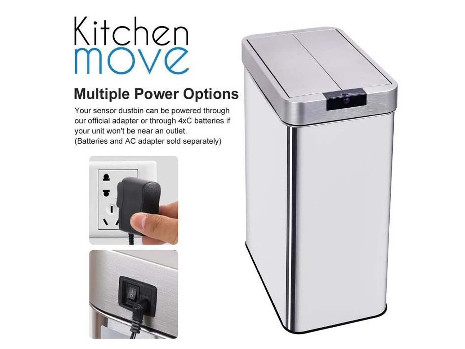 Poubelle automatique inox SILVERLAKE argent 60L