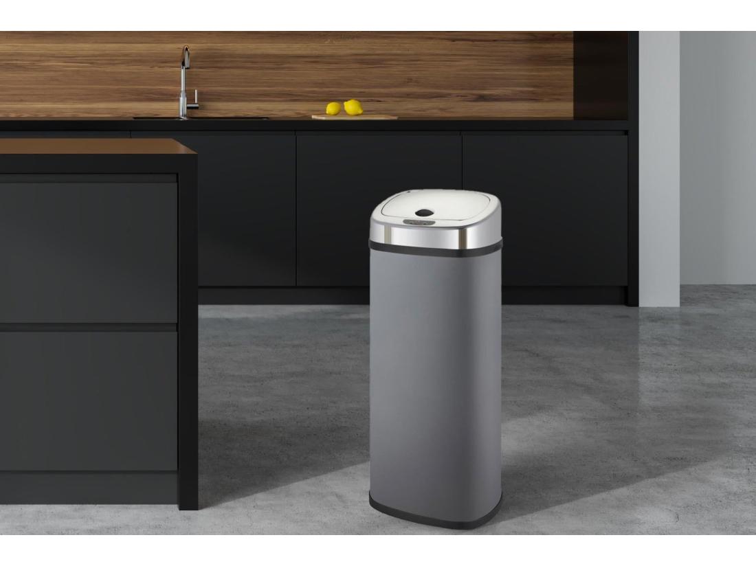 vente unique Poubelle de cuisine automatique LARGO Gris Acier inoxydable 42 L