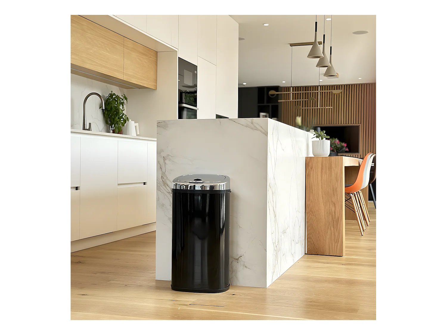 Poubelle de cuisine automatique LARGO Noir Acier inoxydable 42 L
