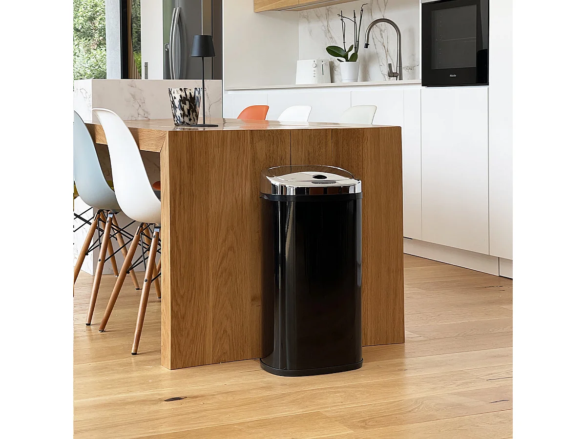 Poubelle de cuisine automatique LARGO Noir Acier inoxydable 42L