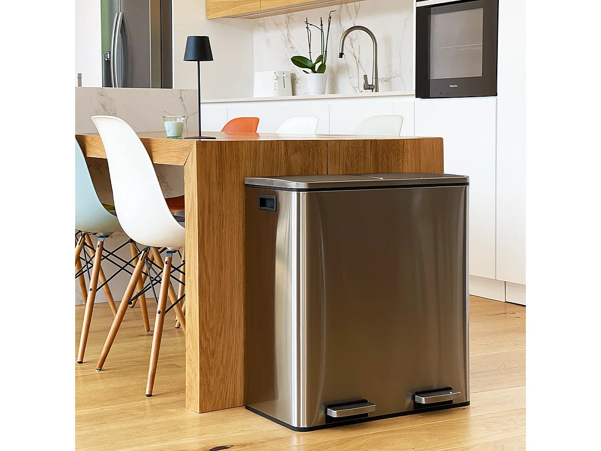 Poubelle de tri sélectif MAJOR Argent Acier inoxydable 60 L