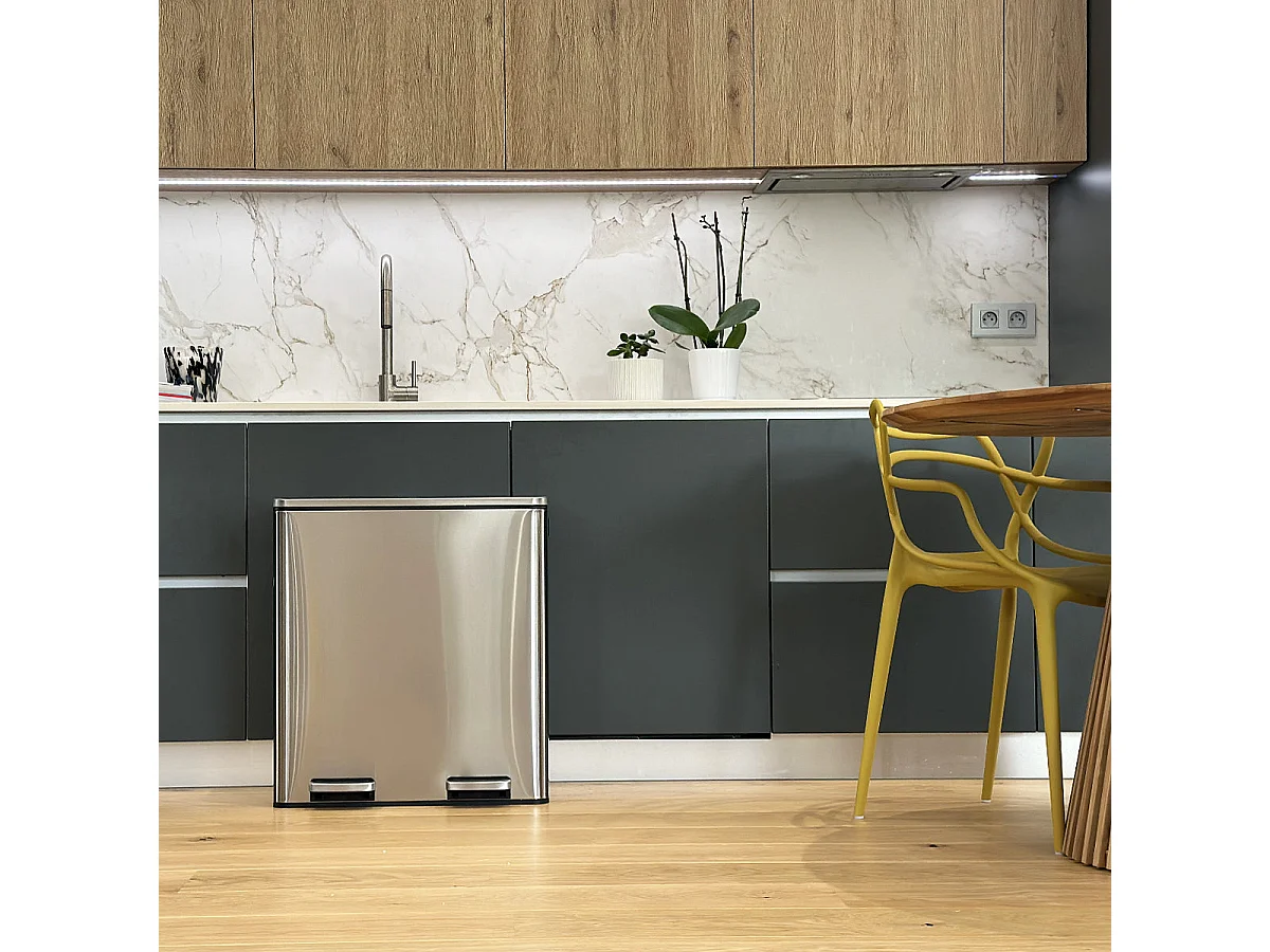 Poubelle de tri sélectif MAJOR Argent Acier inoxydable 60 L