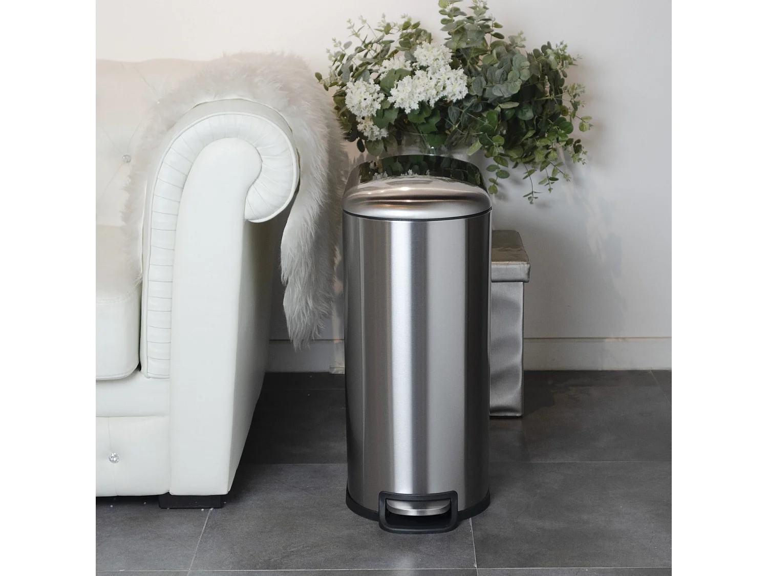 Kosz na Śmieci z Pedałem Inox FULLER srebrny 40L