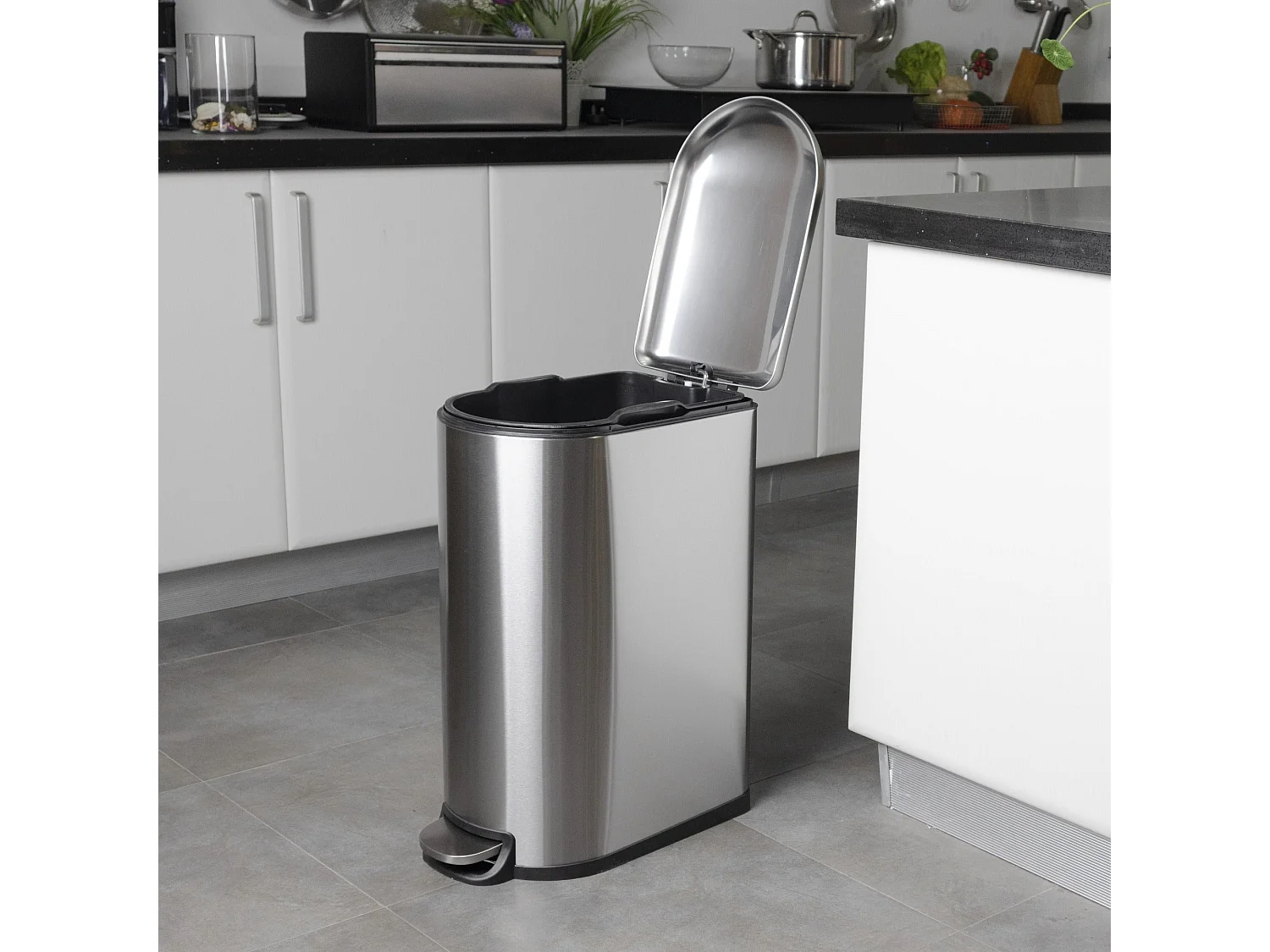 Poubelle de cuisine à pédale FULLER Argent Acier inoxydable 40L