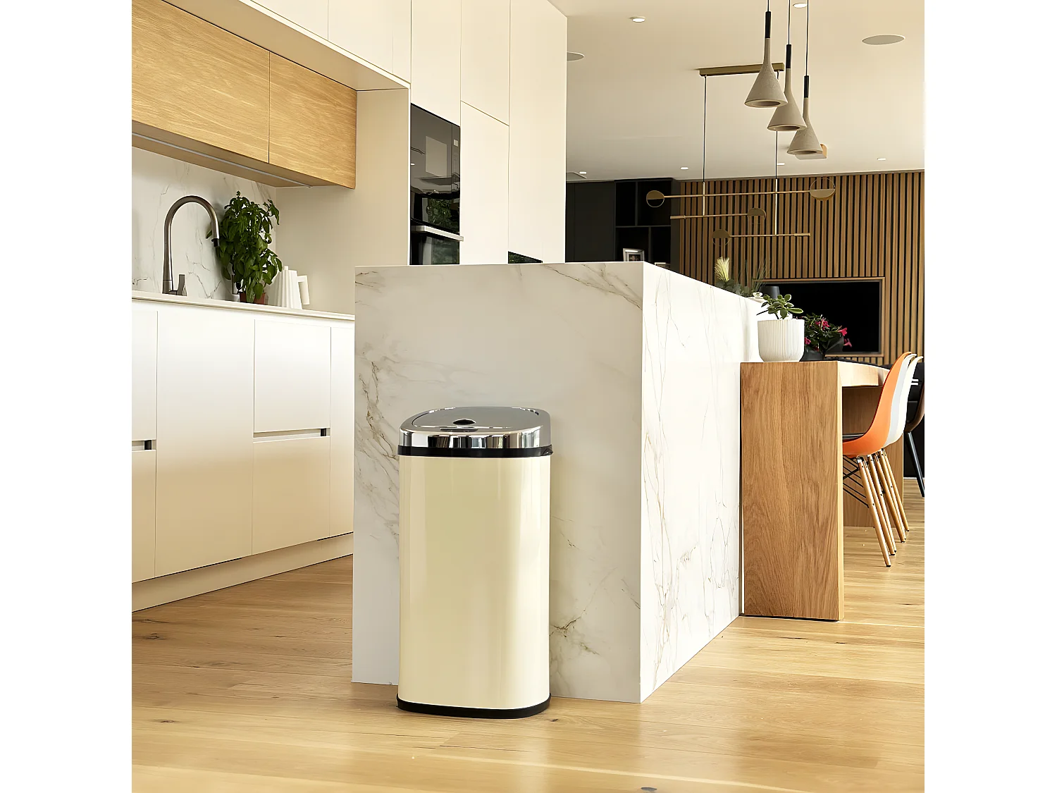 Poubelle de cuisine automatique LARGO Beige Acier inoxydable 42 L