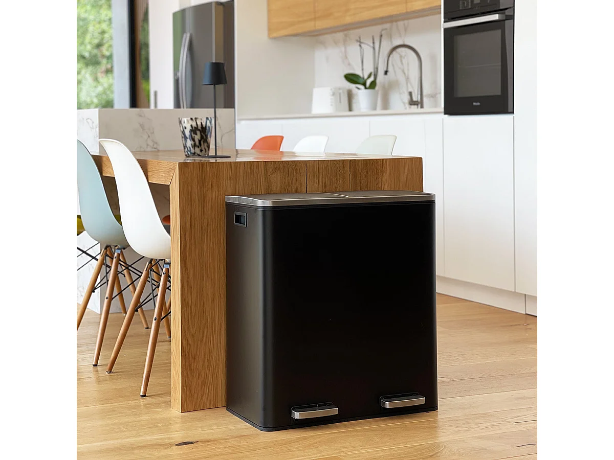 Poubelle pédale tri sélectif MAJOR noir 60L