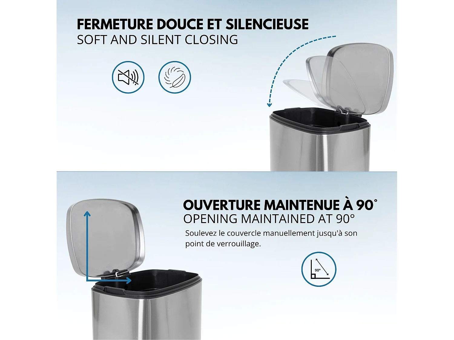 Poubelle à pédale inox ADMIRAL argent 50L