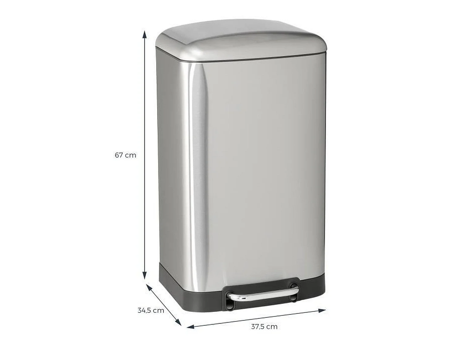 Kosz na Śmieci z Pedałem Inox GREENWICH srebrny 40L