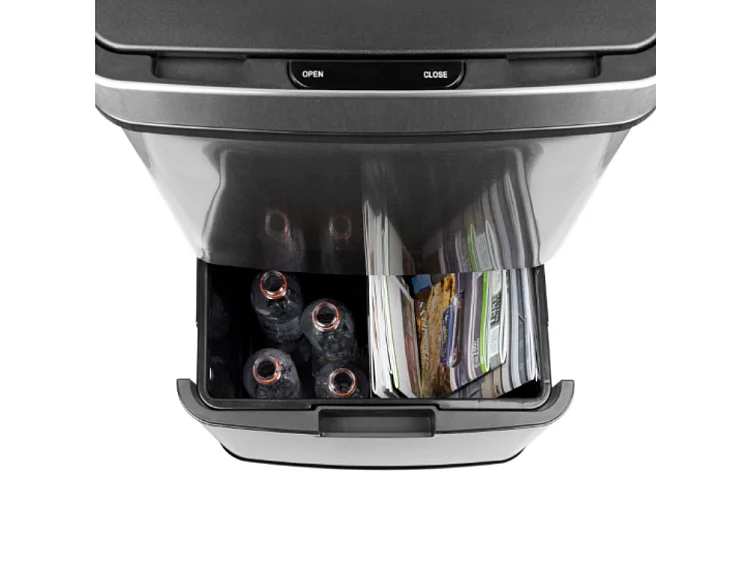 Poubelle de cuisine tri sélectif NARVIK Argent Acier inoxydable 75L