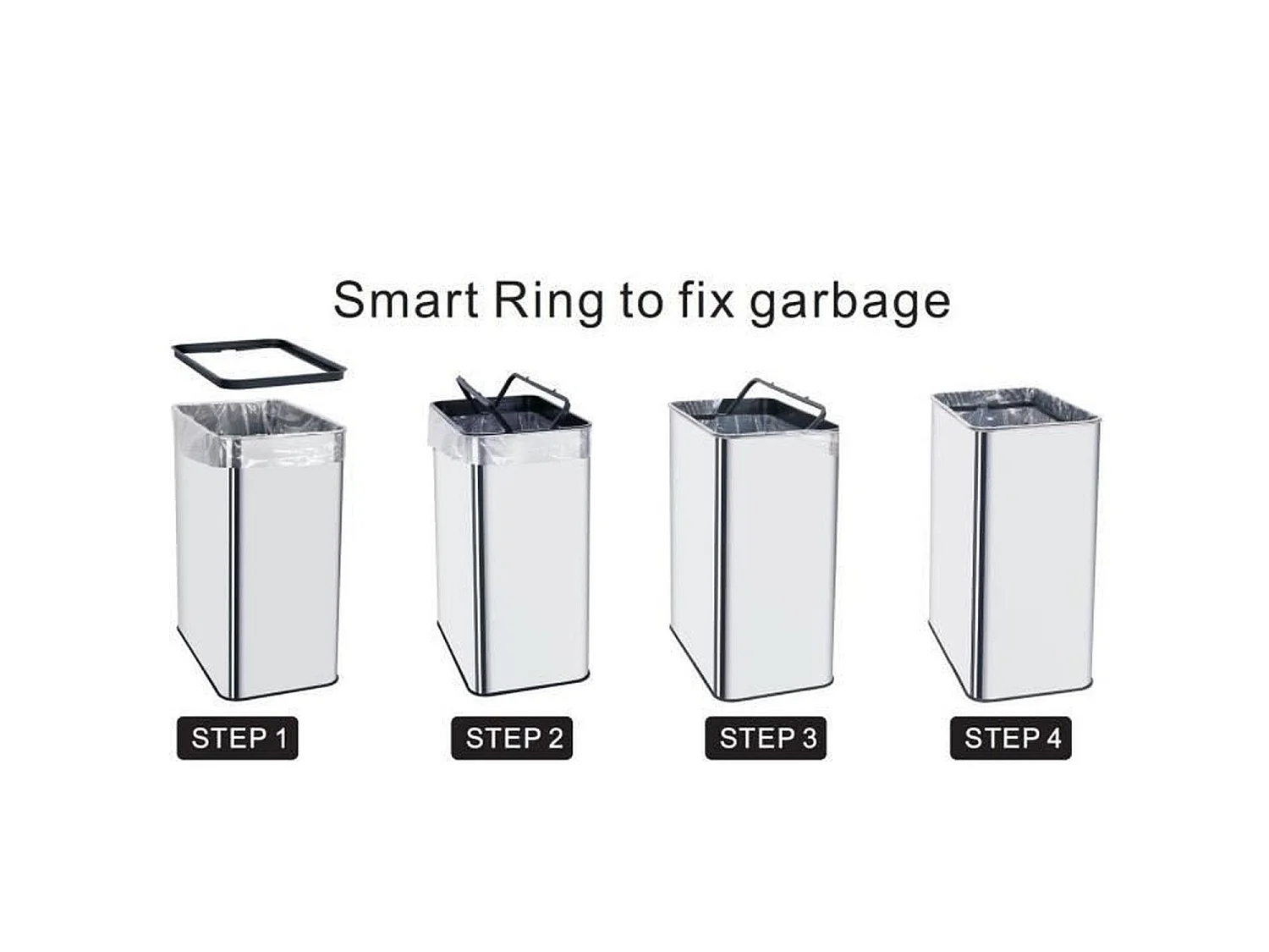 Poubelle automatique inox SILVERLAKE argent 70L