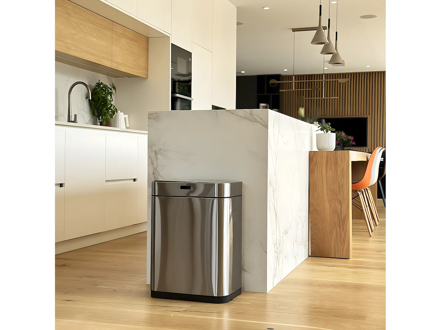 Poubelle de cuisine automatique UPPER Gris Acier inoxydable 60 L