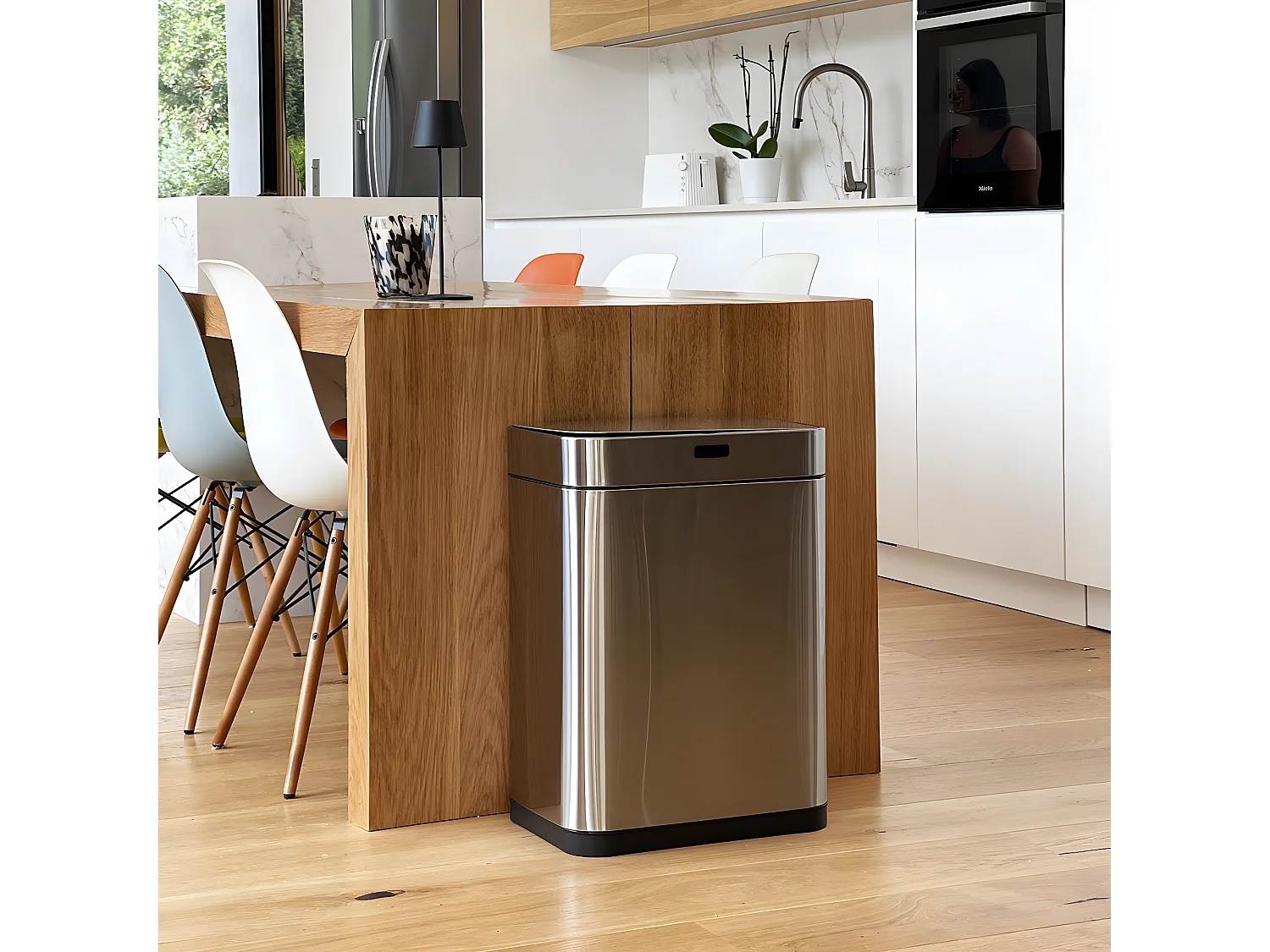 Poubelle de cuisine automatique UPPER Gris Acier inoxydable 60 L