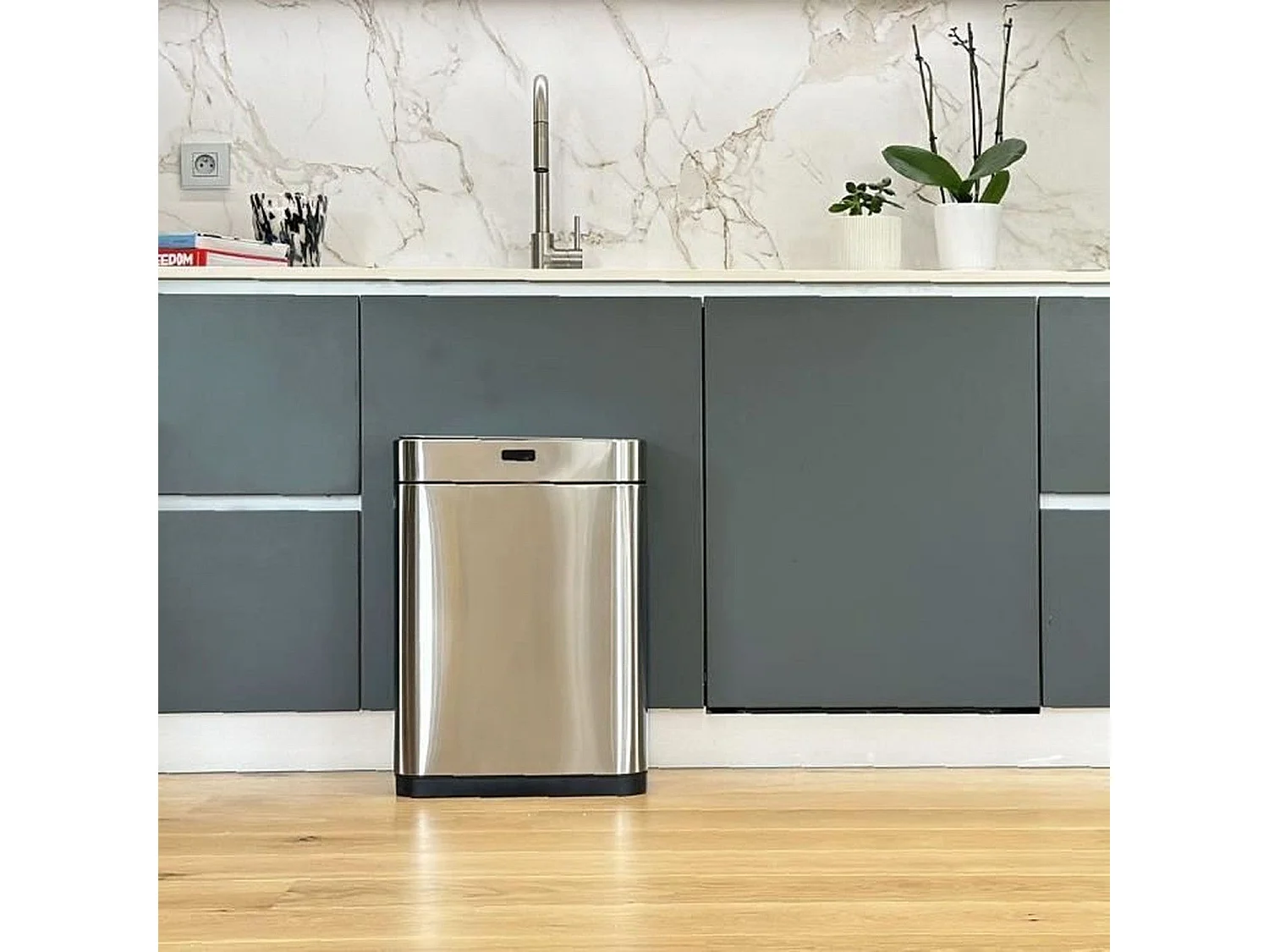 Poubelle de cuisine automatique UPPER Argent Acier inoxydable 60L