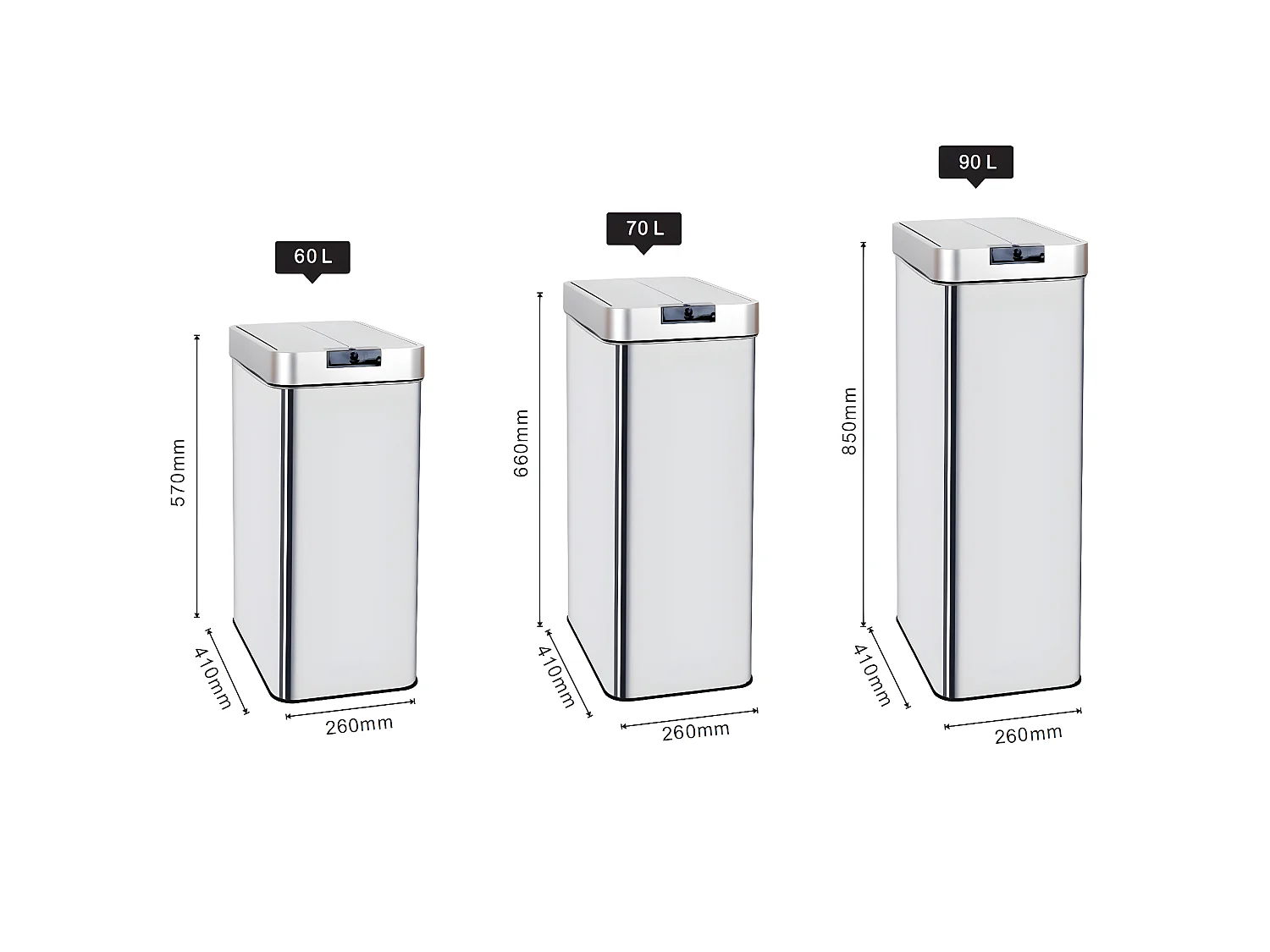 Poubelle de cuisine automatique SILVERLAKE Argent Acier inoxydable 90L