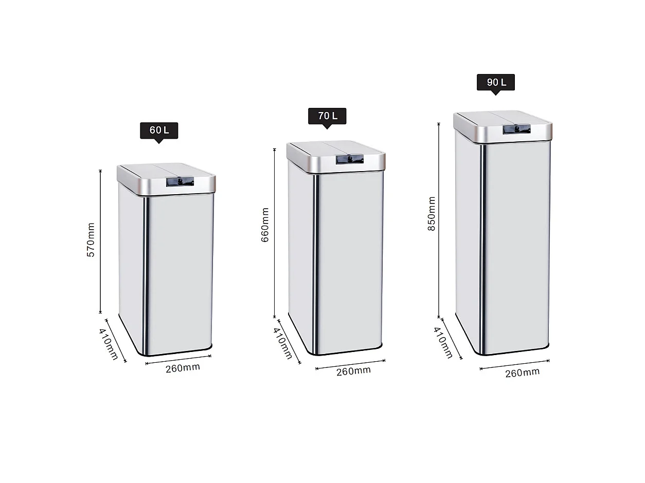 Automatyczny Kosz na Śmieci Inox SILVERLAKE srebrny 90L