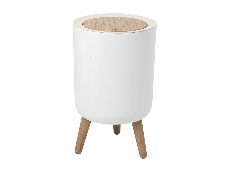 Poubelle de salle de bain push MALMO Bois Plastique 7L