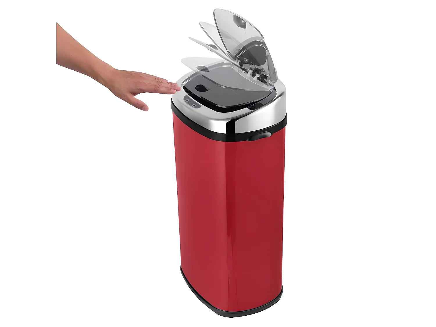 Poubelle de cuisine automatique LARGO Rouge Acier inoxydable 42 L