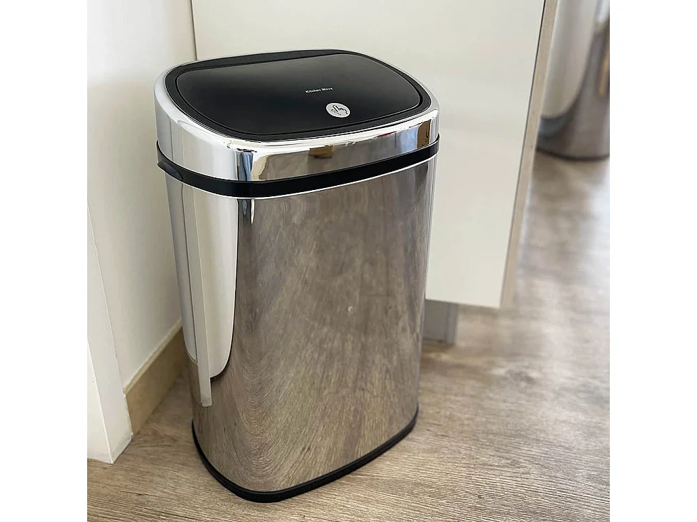 Poubelle push inox CITY argent 58L