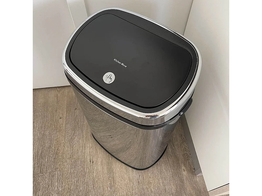 Poubelle push inox CITY argent 58L