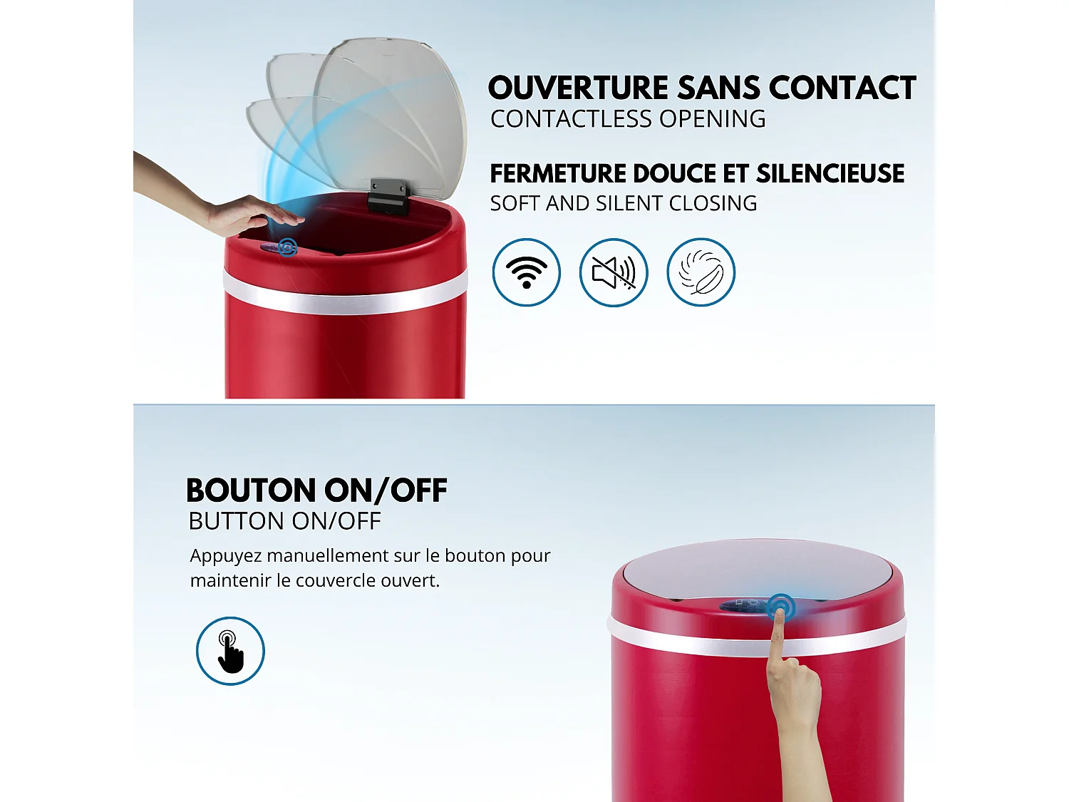 Poubelle de cuisine automatique SOHO Rouge Acier inoxydable 42L