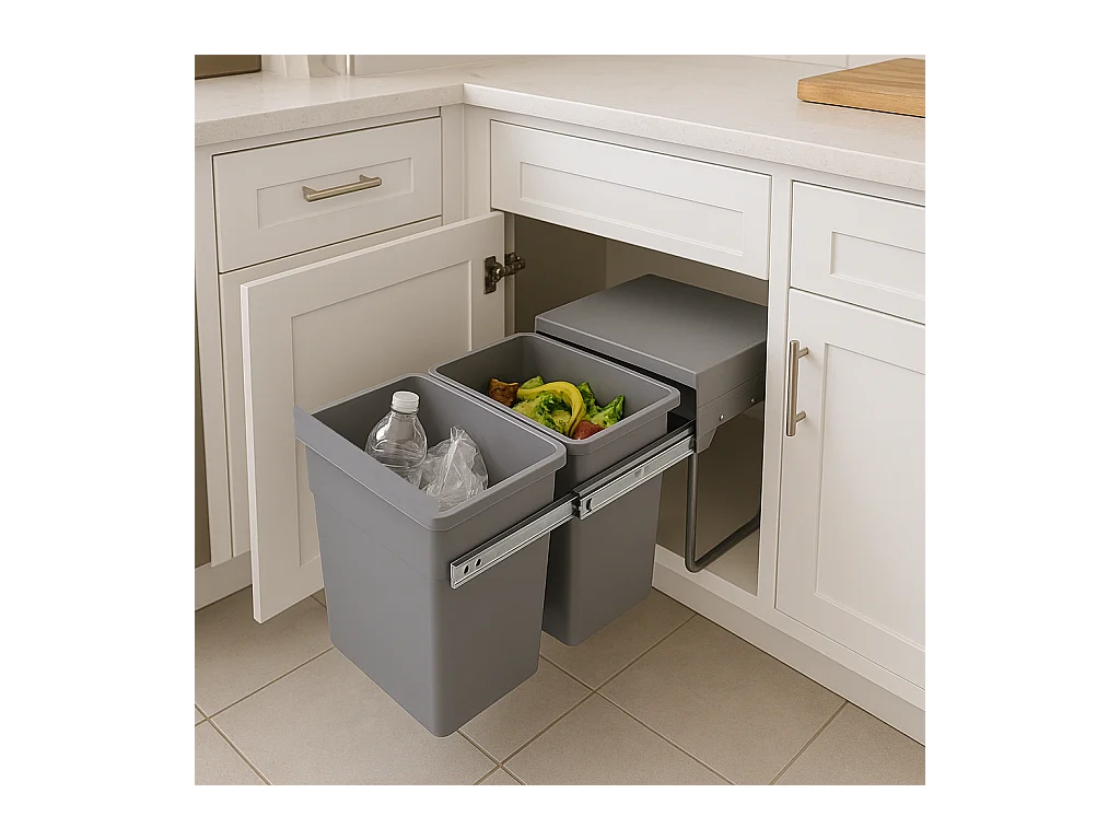 Poubelle encastrée HYPE Gris ABS 36L
