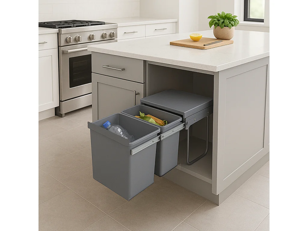 Poubelle tri sélectif encastrée HYPE Gris Plastique 36L