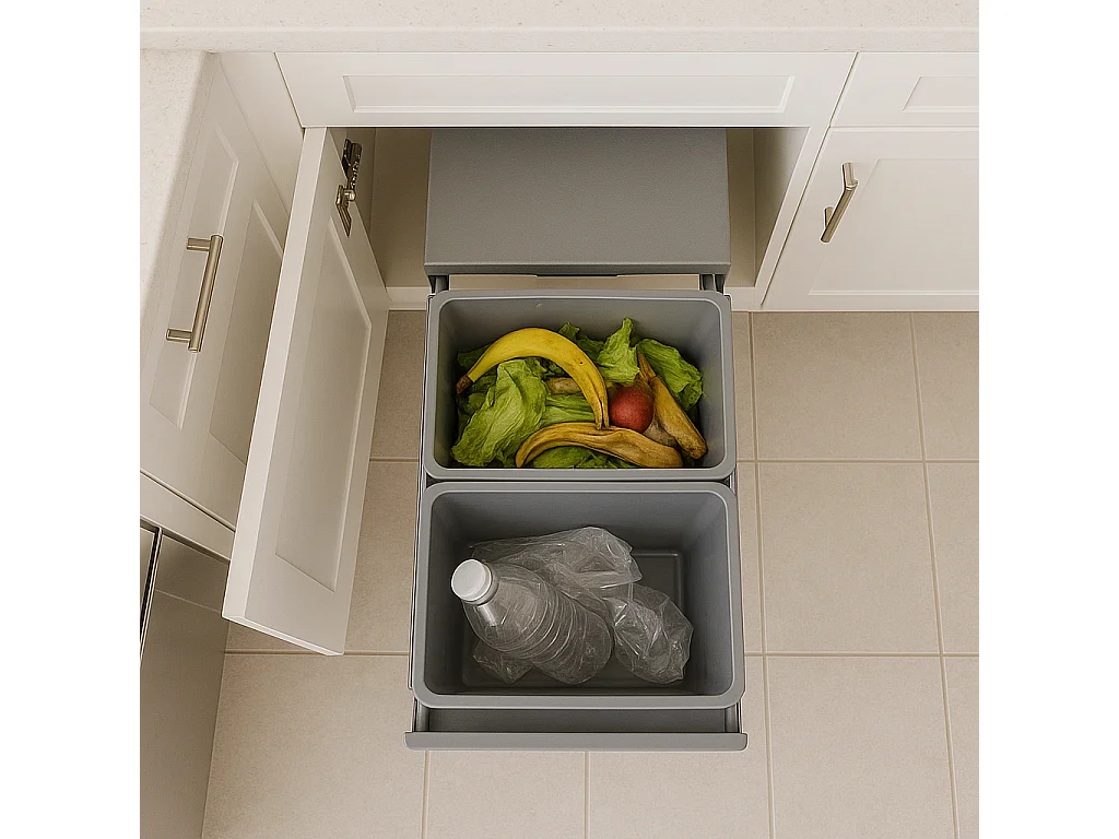 Poubelle tri sélectif encastrée HYPE Gris Plastique 36L