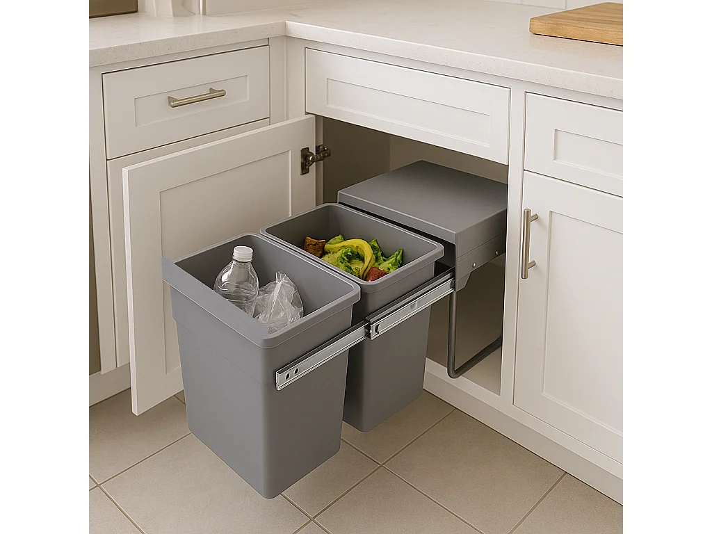 Poubelle tri sélectif encastrée HYPE Gris Plastique 36L