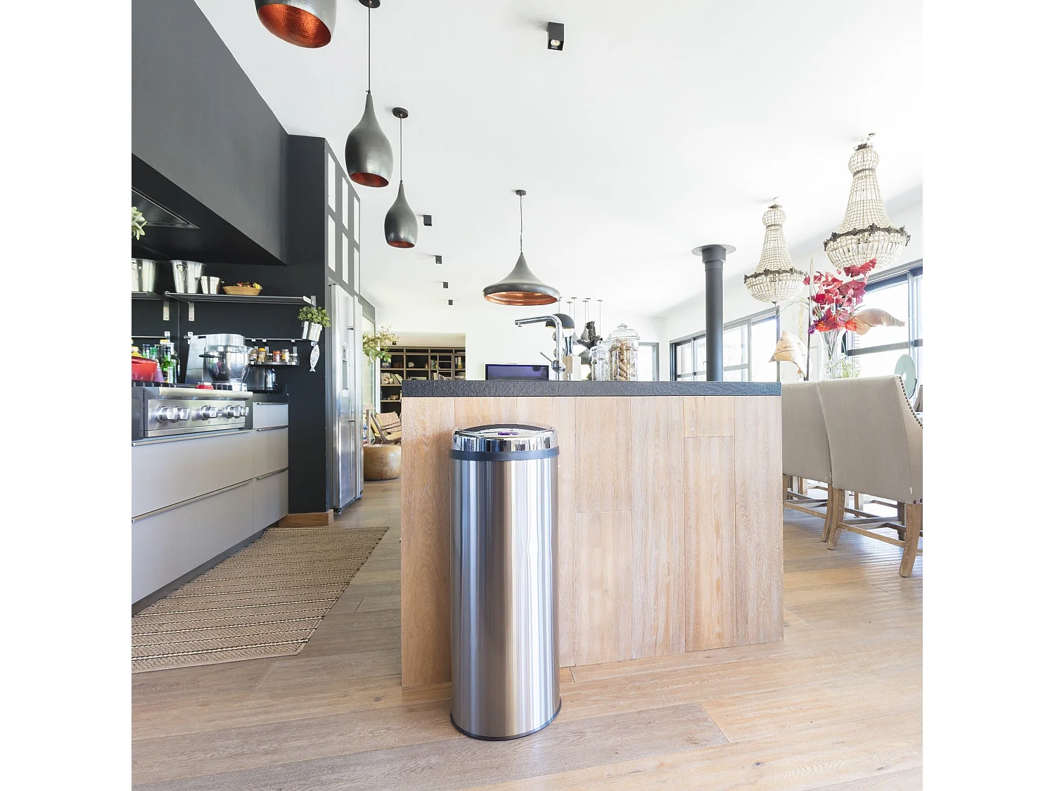 Poubelle automatique inox ARTIC argent 50L