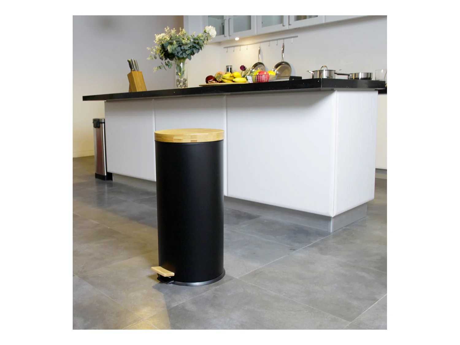 Poubelle de cuisine à pédale FOREST Noir Acier inoxydable 30 L