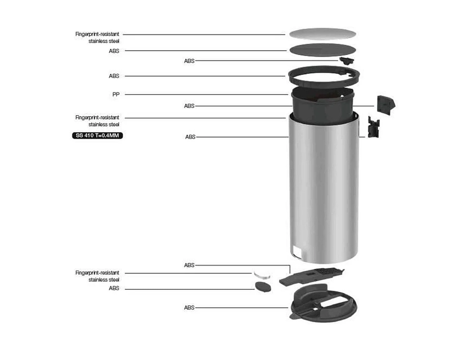 Keukenafvalbak met pedaal 30L FOREST