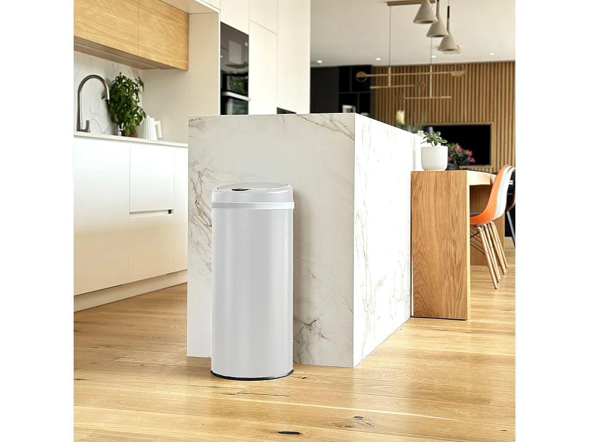 Poubelle automatique inox SOHO blanc 42L